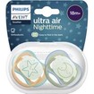 Philips Avent Ultra Air Nighttime Silicone Soother 18m+ Πορτοκαλί - Χακί 2 Τεμάχια, Κωδ SCF376/23