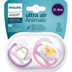 Philips Avent Ultra Air Silicone Soother 0-6m Άσπρο - Λιλά 2 Τεμάχια, Κωδ SCF080/11