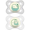 Mam Original Night Silicone Soother 2-6m 2 Τεμάχια, Κωδ 110S - Γκρι / Διάφανο