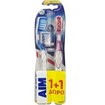 Aim White System Medium Toothbrush with Perlite Μπλε - Φούξια 2 Τεμάχια