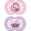 Mam I Love Mummy & Daddy Silicone Soother 6-16m Ροζ - Μωβ Διάφανο 2, 2 Τεμάχια, Κωδ 170S