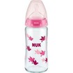 Nuk First Choice Plus Glass Bottle Temperature Control Silicone Medium 0-6m 240ml, Κωδ 10745124 - Ροζ