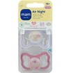 Mam Air Night Silicone Soother 16m+ 2 Τεμάχια, Κωδ 277SGc - Λιλά / Ροζ