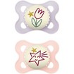 Mam Original Night Silicone Soother 2-6m 2 Τεμάχια, Κωδ 110SGc - Λιλά / Ροζ