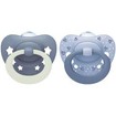 Nuk First Choice Classic Day & Night Silicone Soother 18-36m 2 Τεμάχια - Μπλε - Γκρι
