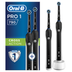 Oral-B Pro 1 790 Black Edition Cross Action Ηλεκτρική Οδοντόβουρτσα για Βαθύ Καθαρισμό 2 Τεμάχια