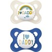 Mam I Love Mummy & Daddy Silicone Soother 2-6m, 2 Τεμάχια, Κωδ 115SB1 - Κρεμ / Γαλάζιο