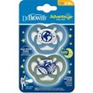 Dr. Brown\'s Advantage Glow-in-the-Dark Silicone Soother 6-18m 2 Τεμάχια, Κωδ PA22004-INTL - Μπλε / Χακί