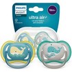 Philips Avent Ultra Air Silicone Soother 18m+ Γκρι - Μπλε 2 Τεμάχια, Κωδ SCF349/24