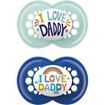 Mam Ι Love Mummy & Daddy Orthodontic Silicone Soother 16m+ Γαλάζιο - Μπλε 2 Τεμάχια, Κωδ 265SB1