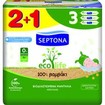 Septona Baby Ecolife Wipes 2+1 Δώρο Βρεφικά Βιοδιασπώμενα Μωρομάντηλα με Καλέντουλα, από 100% Βαμβάκι 180 Τεμάχια (3x60 Τεμάχια)