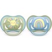 Philips Avent Ultra Air Silicone Soother 0-6m Χακί - Γαλάζιο 2 Τεμάχια, Κωδ SCF085/58