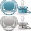 Philips Avent Ultra Soft Silicone Soother 6-18m Μπλε - Γκρι 2 Τεμάχια, Κωδ SCF091/34