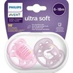 Philips Avent Ultra Soft Silicone Soother 6-18m Φούξια - Μωβ 2 Τεμάχια, Κωδ SCF223/02