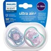 Philips Avent Ultra Air Silicone Soother 6-18m Μπλε - Λιλά 2 Τεμάχια, Κωδ SCF085/61