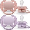 Philips Avent Ultra Soft Silicone Soother 6-18m Σομόν - Μωβ 2 Τεμάχια, Κωδ SCF091/31