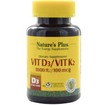 Natures Plus Vitamin D3 / Vitamin K2 για Υγιή Οστά & Δόντια Λειτουργεί Συνεργιστικά με το Ασβέστιο 90caps