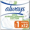 Always Cotton Protection Sanitary Towels Size 1, 12 Τεμάχια