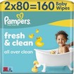 Pampers Fresh & Clean Wet Wipes 160 Τεμάχια (2x80 Τεμάχια)