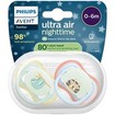 Philips Avent Ultra Air Nighttime Silicone Soother 0-6m  Κωδ SCF376/24, 2 Τεμάχια Λαχανί / Γαλάζιο