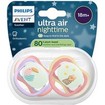 Philips Avent Ultra Air Nighttime Silicone Soother 18m+ Κωδ SCF376/33, 2 Τεμάχια Λιλά - Κοραλί