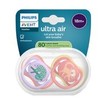 Philips Avent Ultra Colors of Nature Silicone Soother Ultra Soft 18m+ Κωδ SCF349/47, 2 Τεμάχια - Σχέδια Λιλά / Κοραλί