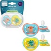 Philips Avent Ultra Colors of Nature Silicone Soother Ultra Soft 18m+ Κωδ SCF349/58, 2 Τεμάχια - Σχέδια Γαλάζιο / Κίτρινο