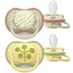 Philips Avent Ultra Colors of Nature Silicone Soother Ultra Soft 18m+ Κωδ SCF349/51, 2 Τεμάχια - Πράσινο / Κίτρινο