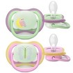 Philips Avent Ultra Air Nighttime Silicone Soother 6-18m Κωδ SCF376/29, 2 Τεμάχια Λαχανί - Ροζ