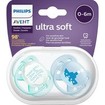 Philips Avent Ultra Soft Silicone Soother 0-6m Σιέλ - Σκούρο Μπλε 2 Τεμάχια, Κωδ SCF222/01