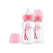 Dr. Brown\'s Natural Flow Options Anti-Colic Πλαστικό Μπιμπερό με Φαρδύ Λαιμό & Θηλή Σιλικόνης Ροζ Χρώμα 2x270ml WB 92601