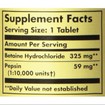 Solgar Betaine Hydrochloride With Pepsin 100 tabs Solgar Betaine Hydrochloride With Pepsin 100 tabs