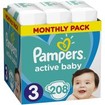 Pampers Active Baby Πάνες Monthly Pack No3 (6-10 kg), 208 Πάνες Pampers Active Baby Πάνες Monthly Pack No3 (6-10 kg), 208 Πάνες