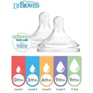 Dr. Brown\'s Natural Flow Options+ Y-Cut Silicone Teat 9m+, 2 броя, код Y201