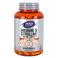 Now Foods Arginine & Citrulline 500mg / 250mg Добавка аргинин и цитрулин, за протеинов метаболизъм 120veg.caps