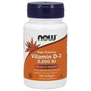 Now Foods Vitamin D3 5.000 IU Хранителна добавка с най -бионалична форма на витамин D 120 softgels