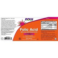 Now Foods Folic Acid 800mcg With Vitamin B-12 25mcg Значително улеснява производството на клетъчна енергия 250tabs