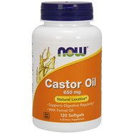 Now Foods Castor Oil 650mg Хранителната добавка допринася за гладката чревна подвижност 120 Softgels