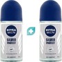 Σετ Nivea Men Silver Protect 48h Deo Roll-On Ανδρικό Αποσμητικό 48ωρης Προστασίας με Αντιβακτηριακές Ιδιότητες 100ml (2x50ml)