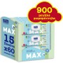 Septona Dermasoft Max Monthly Pack Μεγάλα Μωρομάντηλα με Καπάκι 900 Τεμάχια (15x60 Τεμάχια),Υπέροχο Άρωμα Φρεσκάδας & Χαμομηλιού