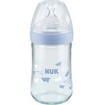 Nuk Nature Sense Γυάλινο Μπιμπερό με Θηλή Σιλικόνης Μεγέθους 1 (0-6 Μηνών) Medium Οπή για Γάλα 240ml - γαλάζιο