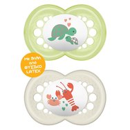 Mam Original Latex Soother 16m+ Код 251L, 2 бр - Зелено - бяло