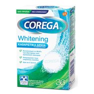 Corega Whitening Καθαριστικά Δισκία Οδοντοστοιχιών, Καθαρίζουν σε Βάθος και Απομακρύνουν τους Επίμονους Λεκέδες 36 Effer.Tabs
